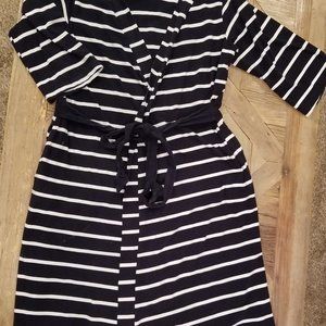 Navy blue stripe maternity robe